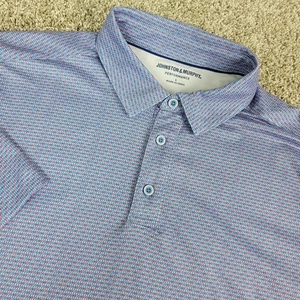 Johnston & Murphy Performance Herren Large blau rot AOP geometrisches Stretch Polo SS - Bild 1 von 6