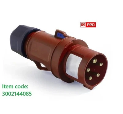 RS PRO 3002144085 IP44 Red Cable Mount 3P+N+E, Industrial Power Plug, Rated 16a - Image 1 of 2