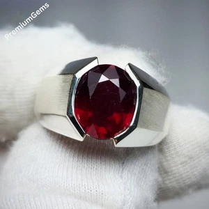 African Ruby, Natural Ruby Silver Ring, Ruby Gemstone Ring Sterling Silver 925 - Picture 1 of 6