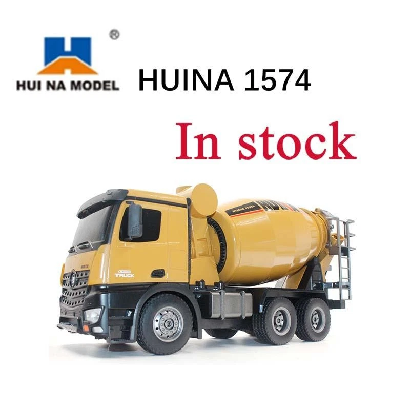 2.4G Remote Control Car HUINA 1/14 10CH RC Concrete Mixer Truck 1574 Model Toys - Image 1 of 4