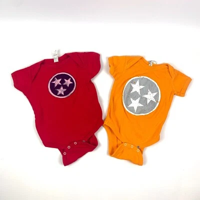 Lote de 2 Body Trajes Naranja Tennessee Tristar Talla 6M Rojo Estado TN 12M 100% Algodón Foto 1 de 4