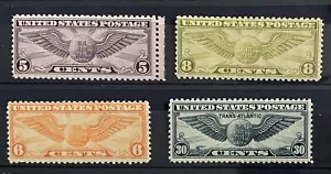 Scott #C16-17, 19 & 24, set globo alato, F/VF MNH/LH, SCV$27+ - Foto 1 di 1