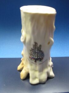 Tree Trunk Porcelain "Lucky White Heather" hat pin holder