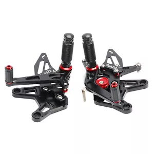 ALU BLACK ADJUSTABLE REAR SET REARSET FOR KAWASAKI ZX636 NINJA ZX-6R 2021-2024 - Foto 1 di 10