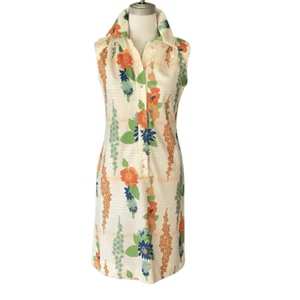Vintage Leslie Fay Dress 60s 70s Retro Mid Century Mod Sleeveless - Picture 1 of 9