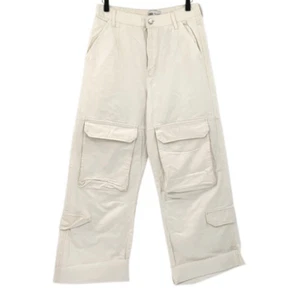 NWT Zara Beige Wide Leg Baggy Cargo Pants Size 4 - Picture 1 of 12