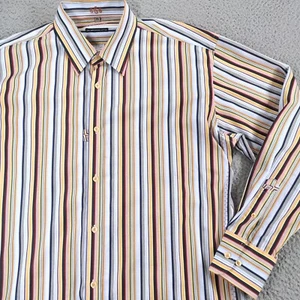 Visconti Uomo Shirt Mens XXL Colorful Rainbow Striped Button Up Dress Casual - Picture 1 of 21