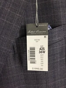Daniel Cremieux 2-Piece Suit Mens 42S 36W Loro Piana Wool Gray Plaid Italy $1995 - Picture 1 of 21