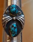 Old Ring Vintage Native American Turquoise Sandcast Large Size 11 22g