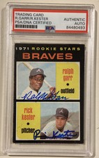 1971 Topps RALPH GARR RICK KESTER Signed Rookie Baseball Card #494 PSADNA Braves