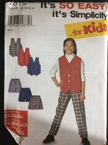 Uncut 7815 Simplicity Sewing Pattern Girls Vest Pants Shorts 7,8,10,12,14 - Imagen 1 de 3
