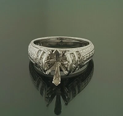 Semi-Mount 12 Round Diamond Platinum Holds 1.00ct Marquise Stone - Image 1 of 4