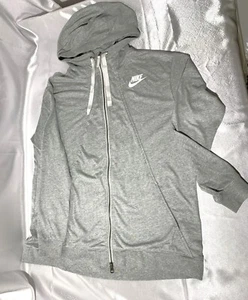 Nike Jacket Men's L Gray Hooded Zip Solid Vintage - Picture 1 of 3