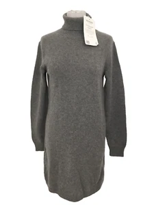 Baukjen Women's Jumper Dress Size 8 Grey Wool Blend Knit Roll Neck Ribbed New F1 - Picture 1 of 12