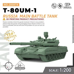 SSMODEL V2.0 1/200 Military Model Kit Russia T-80UM-1 Main Battle Tank GAMES - Picture 1 of 5