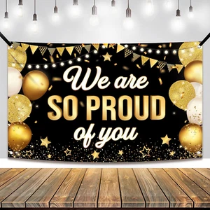 , Black We Are so Proud of You Banner - Xtralarge, 72X44 Inch | Graduation Banne - Picture 1 of 12