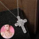 Women Fashion Jewellery Cross Cubic Zirconia CZ Pendant   Silver Necklace