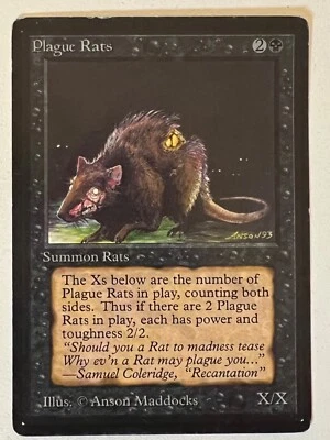 Magic the Gathering MTG Beta Plague Rats MP+  (Beta Bob) - Image 1 of 2