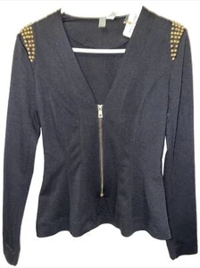 Forever TwentyOne Women Black/gold Jacket Sz S - Picture 1 of 6