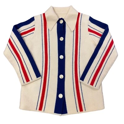 Traje Abrigo Vintage Años 60 70 Ocio Rayas AZUL MARINO Marinero Disco Talla Mediana Foto 1 de 4