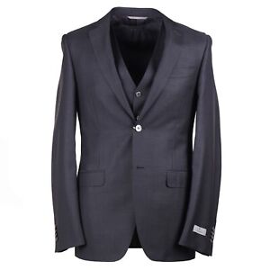 Canali Slim-Fit Dark Gray Wool and Mohair 'Travel' 3-Piece Suit 38 Long (Eu 48L)