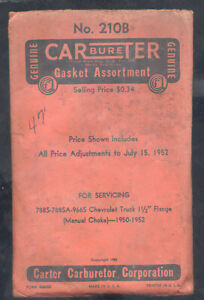 1950 1951 1952 CHEVROLET TRUCK CHEVY  CARBURETER GASKET ASSORTMENT NOS
