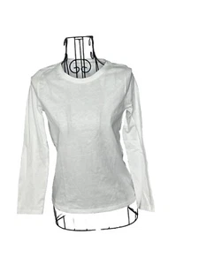 Cat & Jack Kid Girl Shirt White Cotton Long Sleeve Shirt Gray M 7/8 - Picture 1 of 5