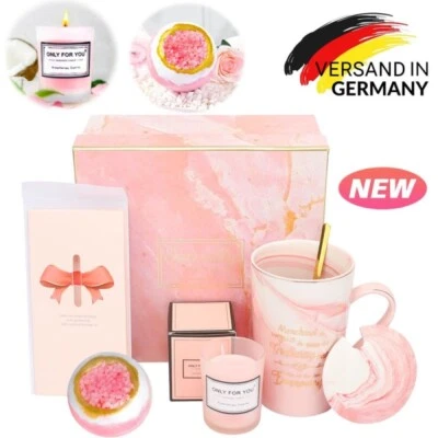 Damen Geschenkset Becher Essentialölkerze Badesalz Geschenk Frauen Mutter Ehefr - Bild 1 von 4