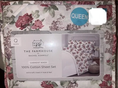 Juego de sábanas florales The Farmhouse Rachel Ashwell Shabby Chic Queen rosas Foto 1 de 3