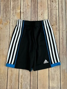 adidas Basketball Shorts Boys Size 7 Black/Blue White Stripe - Picture 1 of 4