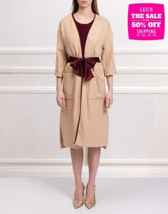 RRP€283 MANILA GRACE Boucle Longline Jacket IT44 US8 UK12 L Belted Made in Italy - Picture 1 of 6