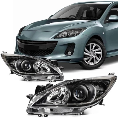 Par de faróis com carcaça preta 2010 2011 2012 2013 para Mazda 3 (5 velocidades) - Imagem 1 de 4