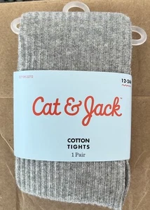 Cat & Jack Toddler Girls Lt Gray Ribbed Footed Tights 12-24 Months NEW 1 Pair - Picture 1 of 4