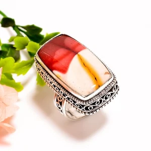 Anello in argento sterling 925 fatto a mano con pietra preziosa mookaite stile vintage 7 US GSR-4701 - Foto 1 di 2