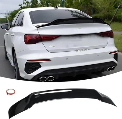 FOR 2022-2026 AUDI A3 S3 RS3 GLOSSY BLACK DUCKBILL STYLE REAR TRUNK SPOILER WING - Image 1 of 4
