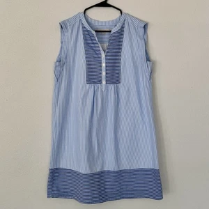 Loft Womens Medium Striped Henley Shift Dress in Rich Blue Lagoon Cotton - Picture 1 of 9