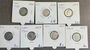 LOT DE 7 PIÈCES DE 10 CENTS EN ARGENT ANNÉES DIFFERENTES  (1323) - Picture 1 of 6