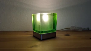 2000er TIP Eiswürfellampe Tischlampe Glas grün 17cm Lampe Leuchte cube German - Bild 1 von 6
