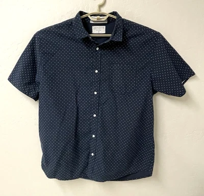 Free Planet - Button Up Shirt - Mens 2XL 49x29 Blue Dots Cotton Pocket - Image 1 of 4