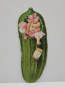 Heinz 57 Peach Preserves Die Cut Pickle Trade Card Philadelphia - Picture 1 of 2