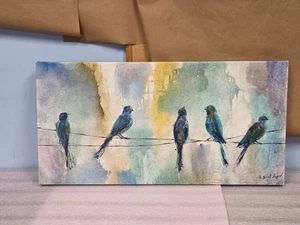 BIRDS PRINT ON CANVAS - H. SAINT LEGER - 31.5" X 15.5" - Picture 1 of 5