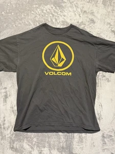 Grey Volcom skater t-shirt with yellow stone logo Size XL - Picture 1 of 5