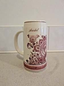 Red Delft Holland Amstel Hand Painted Beer Mug /Stein - Floral Pattern - 16cm - Bild 1 von 3