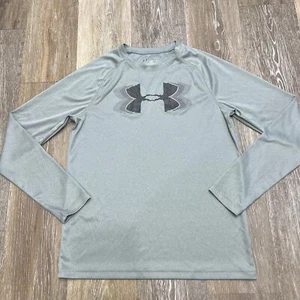UNDER ARMOUR Graphic Heat Gear Grey Activewear Pullover Shirt Youth Boy's Small - Picture 1 of 8