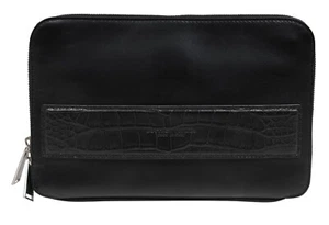 Bottega Veneta Damen Umschlag Clutch schwarz Krokodilriemen Kartenfach Herren Etui - Bild 1 von 12