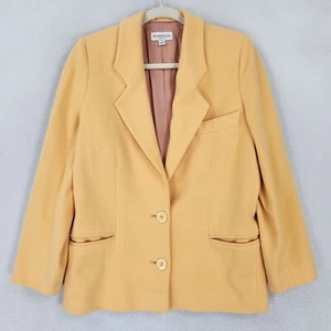 Henri Bendel Jacket Womens 2 Yellow Wool Cashmere Blend Blazer Made In Italy - Picture 1 of 15