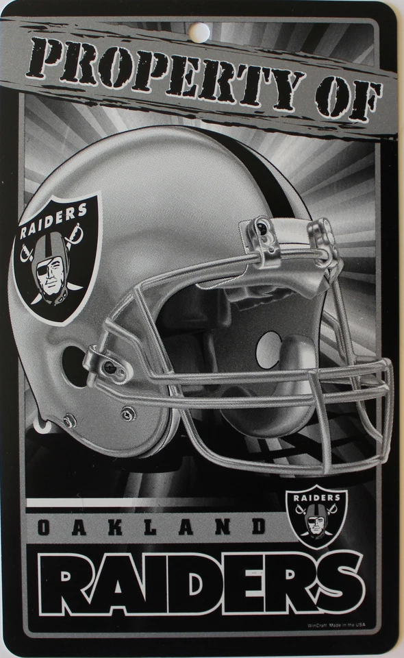 Letrero de propiedad de los Oakland Raiders con licencia de la NFL decoración de plástico liga de fútbol cueva de fanáticos Foto 1 de 1