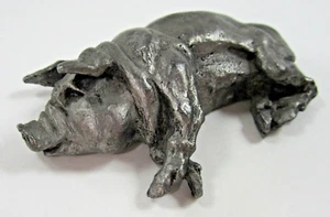Vintage Pewter Sleeping Pig Figurine Hog RB Detailed Large Made in USA - Picture 1 of 5