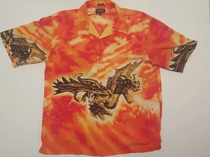 Double Sided Dragon Print Shirt 2xl Button-Down Vibrant Colors - Picture 1 of 6