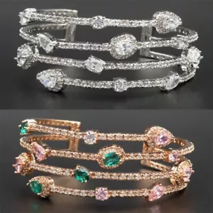 bracciale braccialetto da donna ragazza tennis rigido ottone colore bianco rosa - Foto 1 di 7